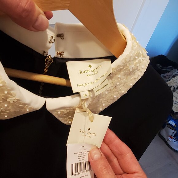 Kate Spade simple flared black dress with sequin collar - Picture 2 of 5